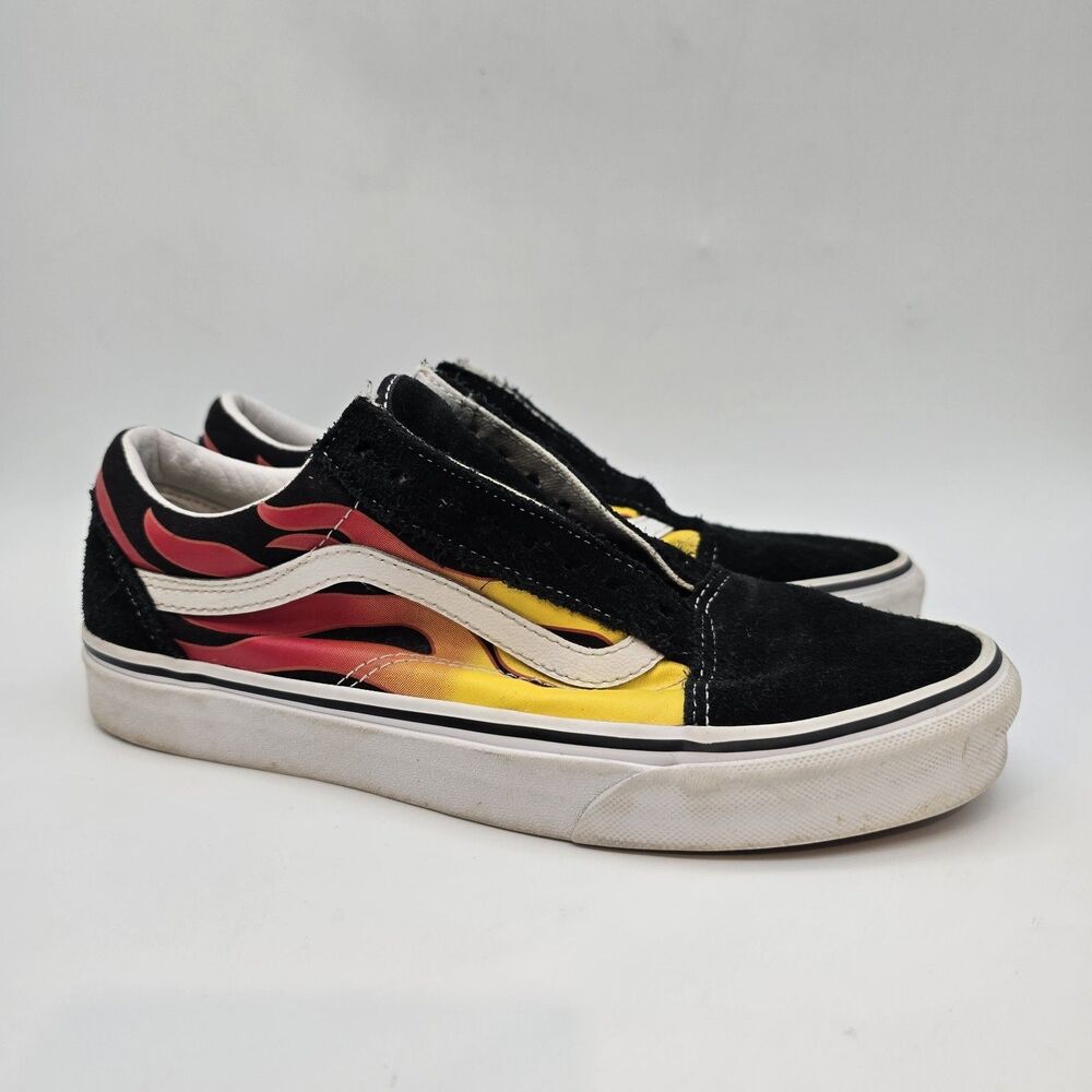 Vans Shoes Mens 7 Womens 8.5 Old Skool Flame Skateboarding Sneakers Black 500714
